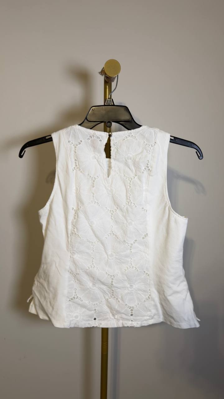 Vince  Camuto  Women’s  Embroidery  Front   Blouse  Ultra  White  14  NWOT  $89