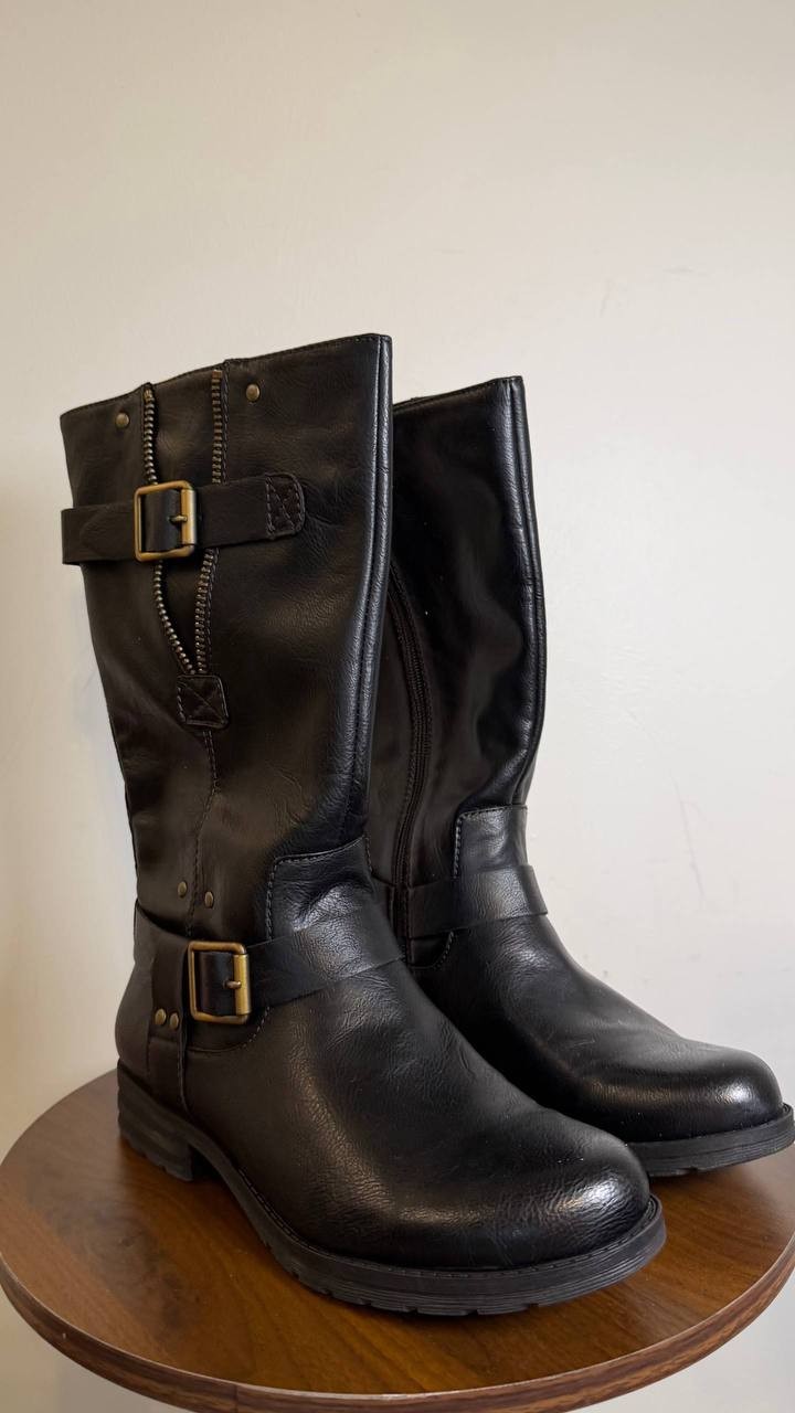 Naturalizer Leather Moto Buckle Boots Black Women’s 10W NWB