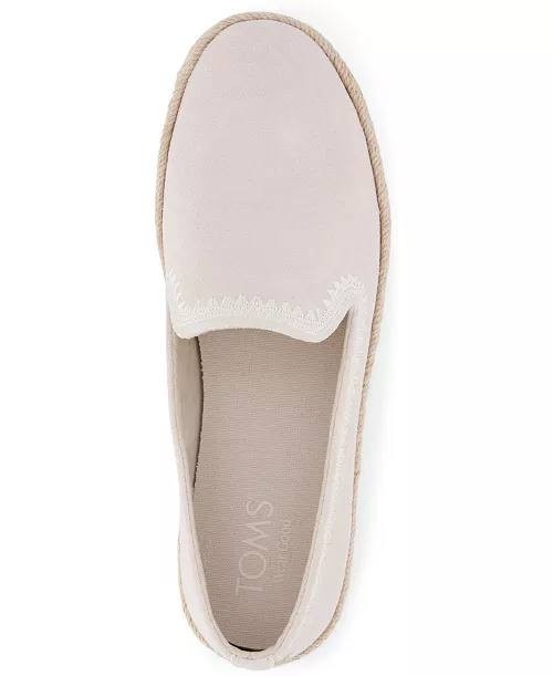 TOMS  Carolina  Espadrille  Sneakers  Soft  Grey  Suede  8  New  With  Box  $95