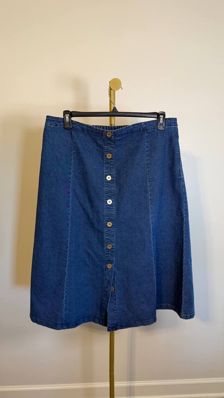 Alfred Dunner Paneled Full Length Denim Skirt Medium Denim 18 $59.50 NWT