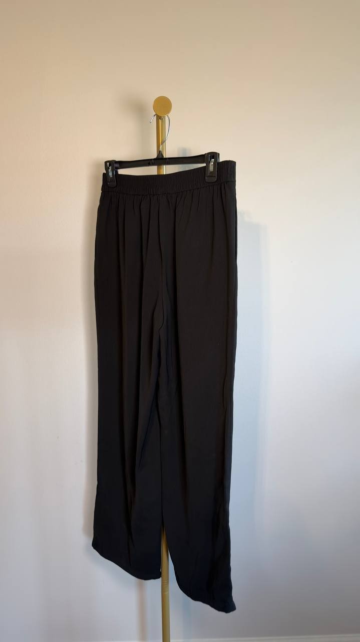 Calvin Klein Satin Back Crepe Pull-On Wide Leg Pants Black XS NWT $79