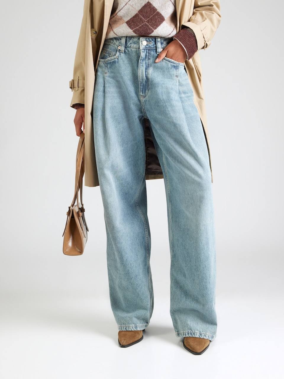 BOSS Orange High Waist Slouchy Pleated Jeans Pastel Blue 30x32 NWT $199