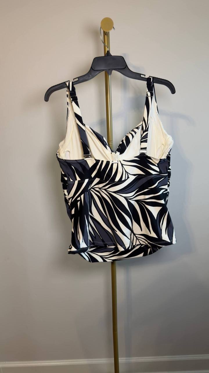 Anne Cole Plus Palm Chic Drape Front Underwire Swim Top Multi 18W NWOT $92