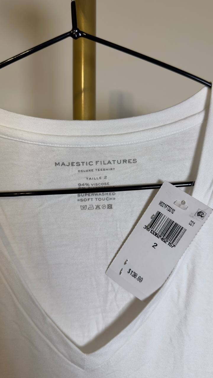 Majestic Filatures Women’s Soft Touch Long Sleeve T‑Shirt White 2 NWT $138