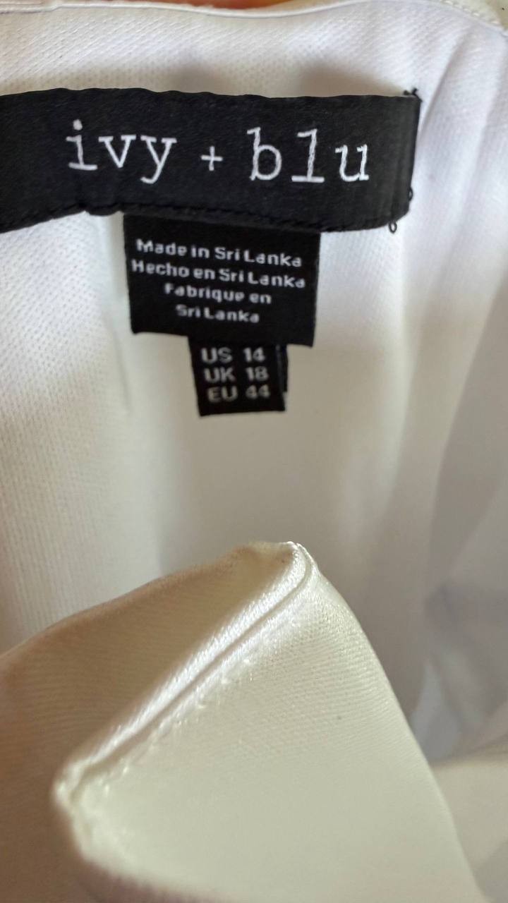 ivy+blu Women’s Pleated Bustier Peplum Dress Ivory Size14 NWT $109(need washing)