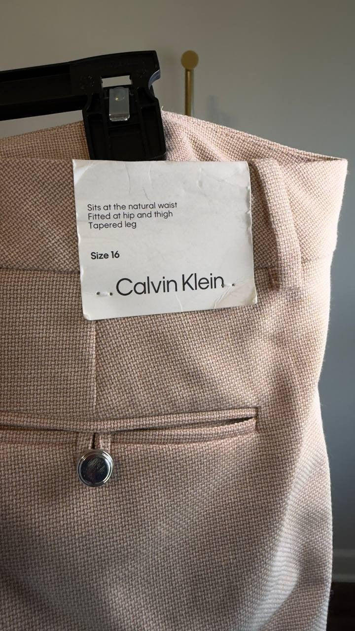 Calvin Klein High-Rise Modern Fit Pants Beige 16 NWT $99