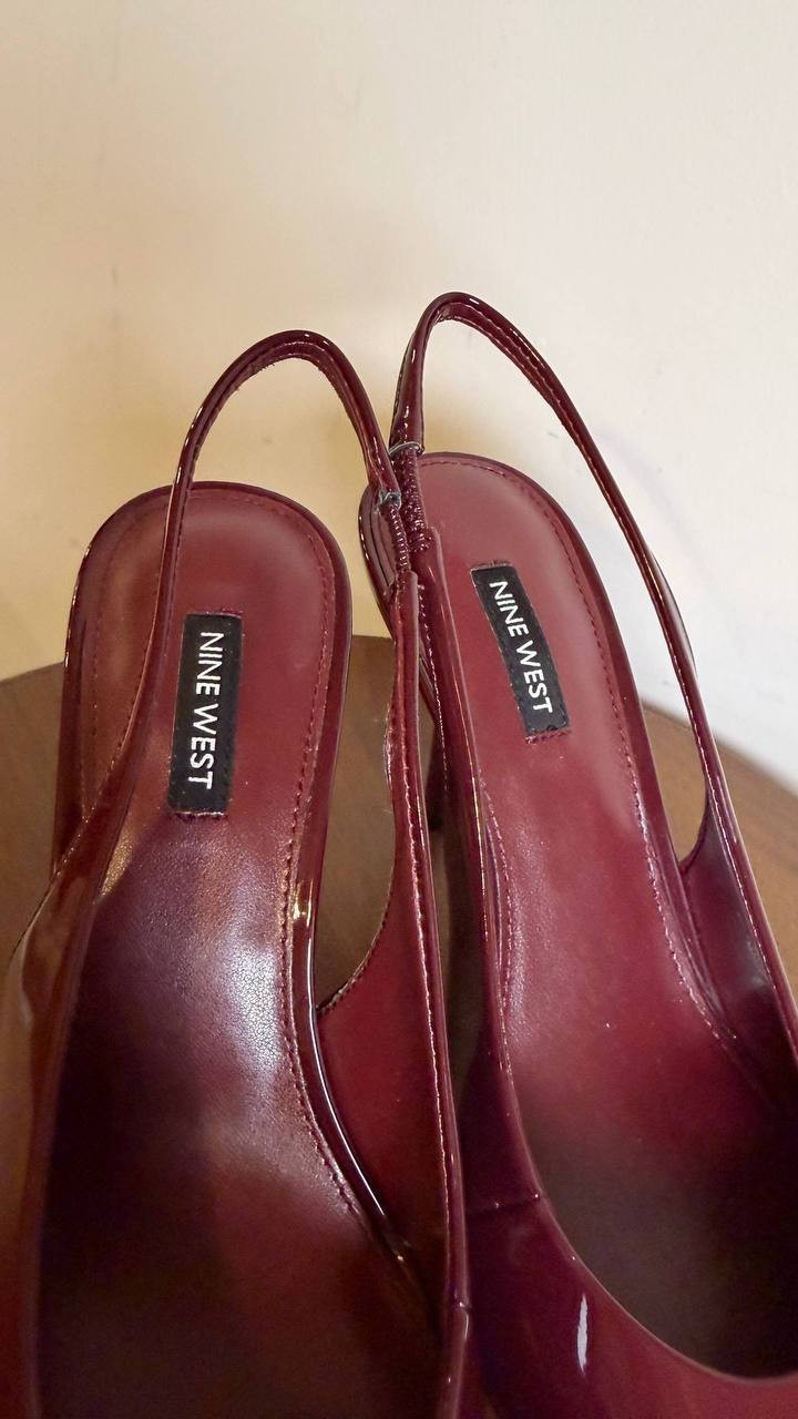 Nine West Dark Red Man‑Made Toe Slingback Pumps Size 9M NIB MSRP $119