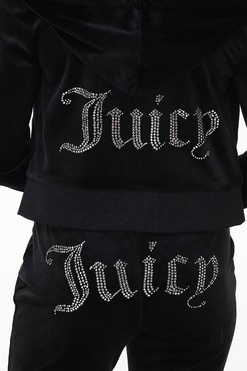 Juicy Couture OG Big Bling Velour Zip Hoodie Black Size S NWT $119