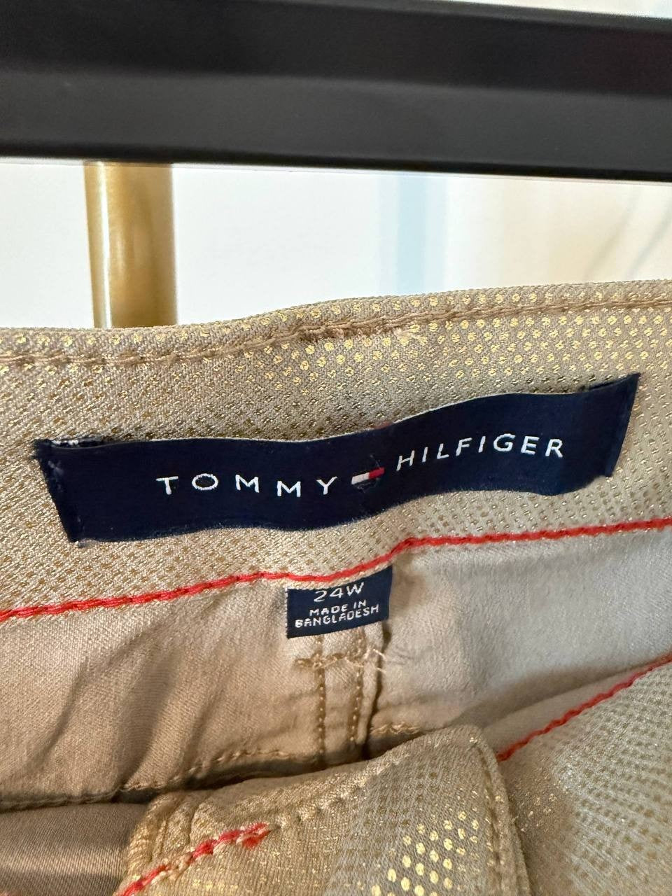 Tommy Hilfiger Tribeca Foil Skinny Pants Gold Size24W NWOT Glam Modern msrp$109