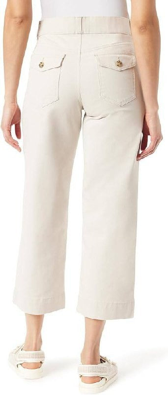Gloria Vanderbilt Shape‑Effect Pull‑On Wide‑Leg Crop-STONEWOOD–12P–NWT–MSRP$50