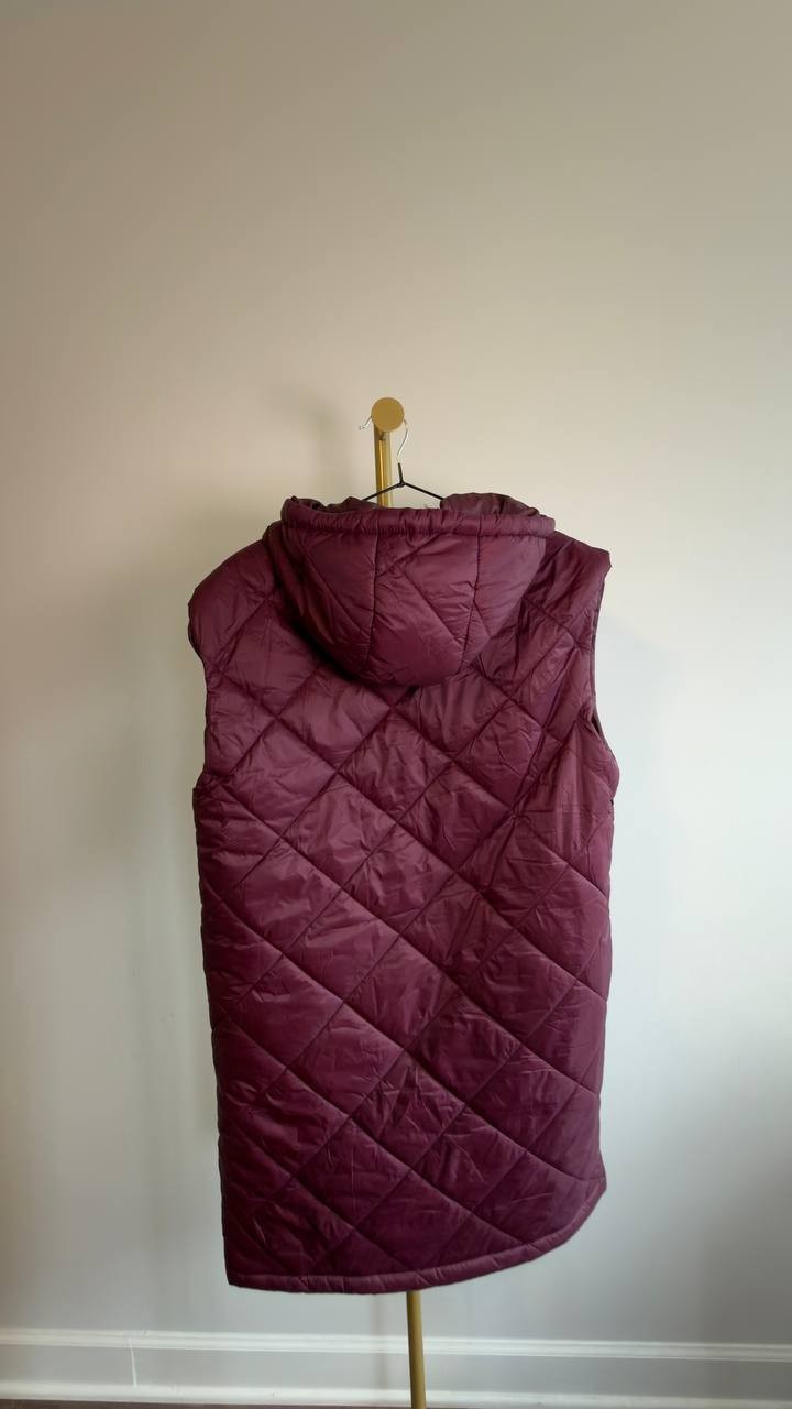 White Mark Diamond Quilted Hooded Puffer Vest Burgundy L NWT $95