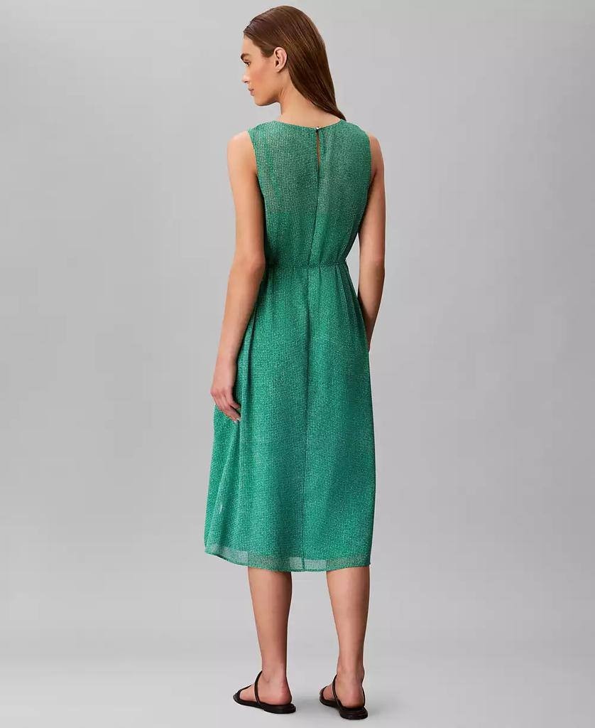 Calvin Klein Sleeveless Printed Chiffon Midi Dress Green L NWT $149