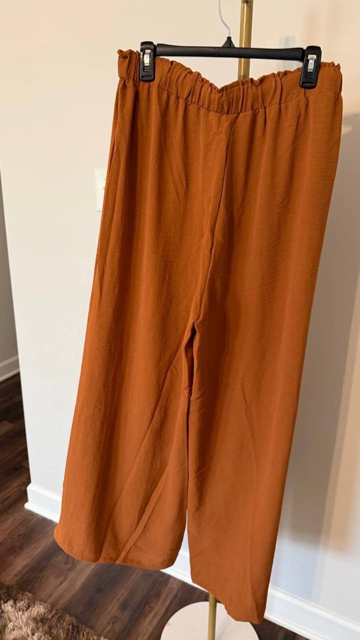 Cupshe Brown Drawstring Wide Leg Pants XL NWT Summer Casual Lightweight