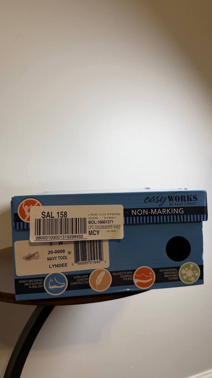 Easy Works Lyndee Clogs 8W Navy Tool Slip‑Resistant Comfort Shoe NIB msrp$55