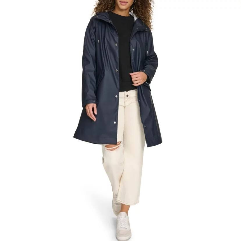 Levi’s Long Hooded Rain Coat Navy M NWT $150