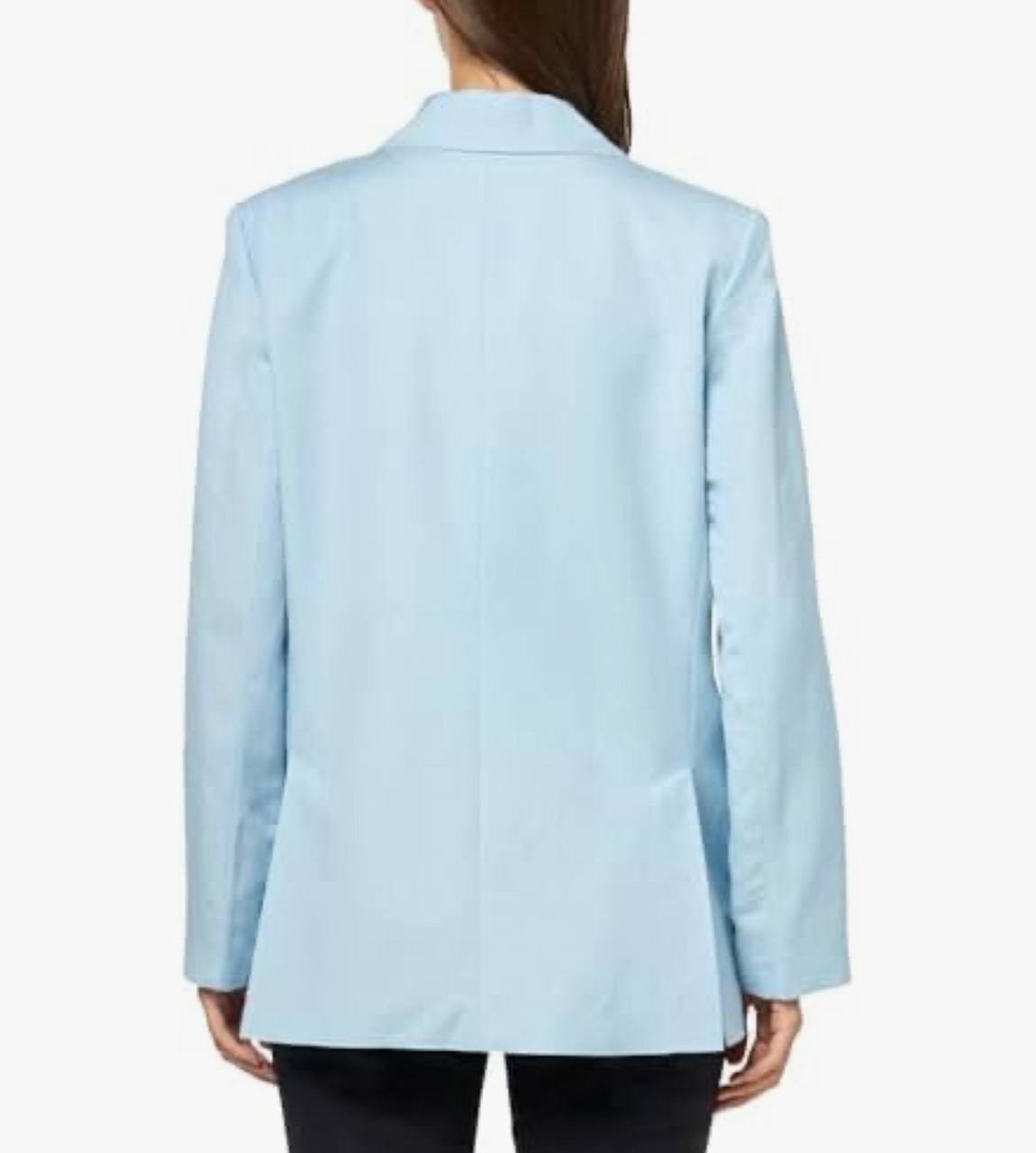 Anne Klein Blazer 10 Opal Blue Linen Notch Collar 2-Button NWT MSRP $149