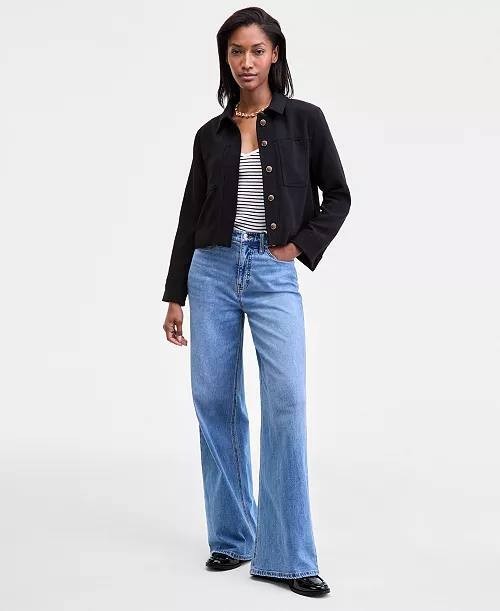 On34th Women’s Cropped Jacket Black Long Sleeve SizeS NWT(one button is missing)