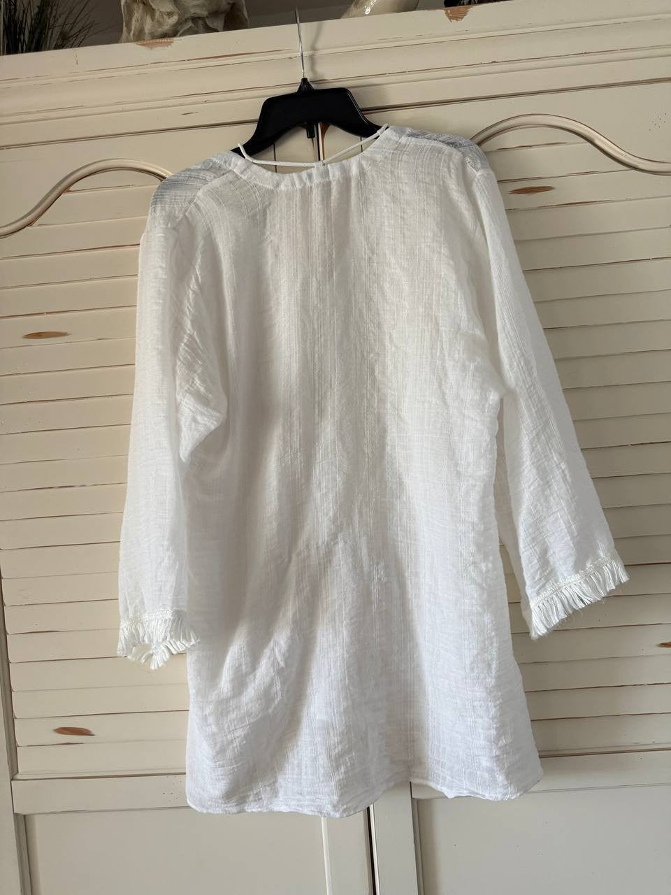 Robin Piccone Natalie Front-Tie Tunic Swim Cover-Up, White, Size S Women