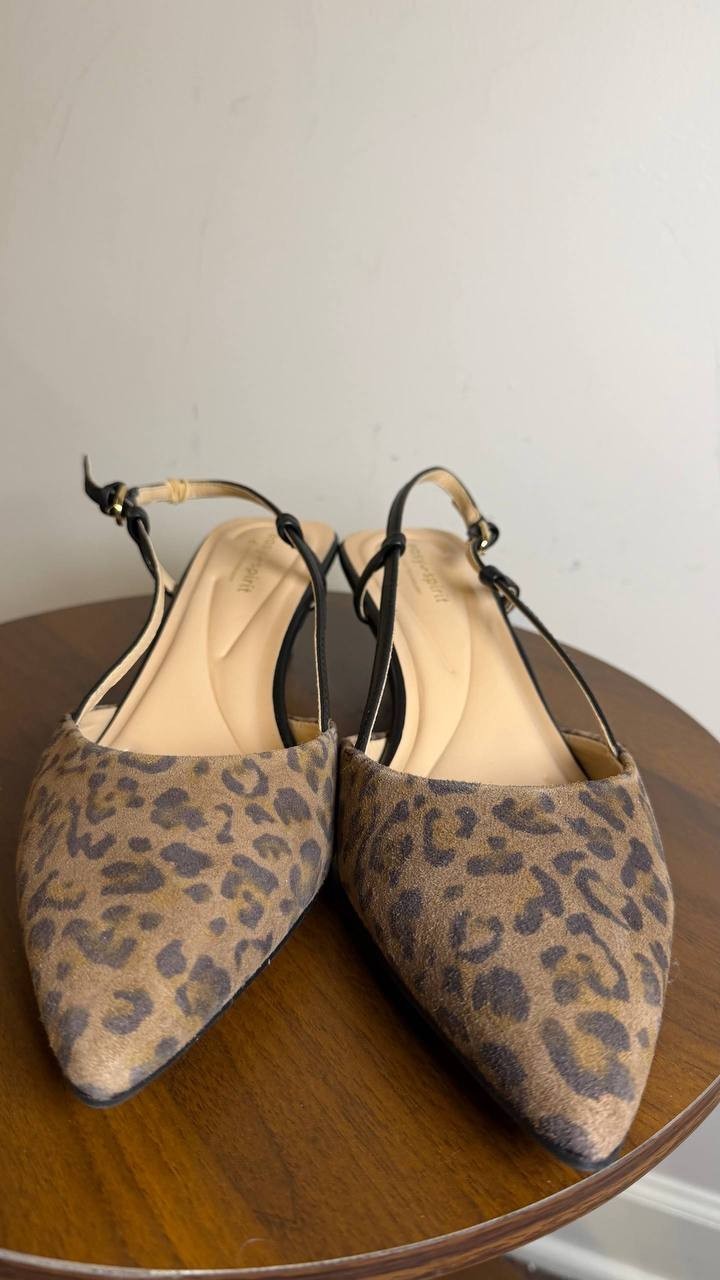 Easy Spirit Leopard Leather Slingback Pumps 9.5M New w/o Box MSRP $109