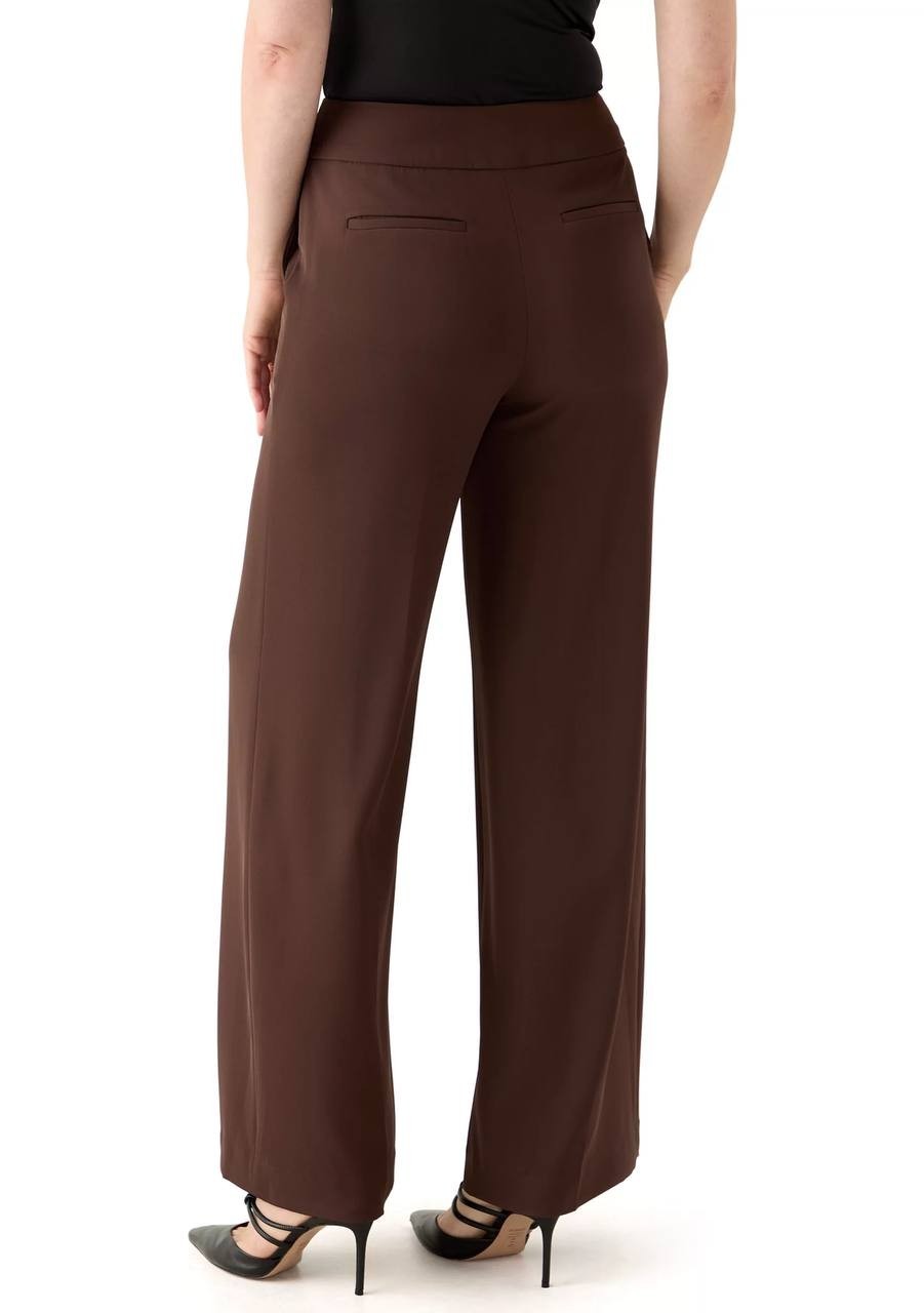 Calvin Klein Whitney Wide‑Leg Pants Chocolate Size10 NWT Modern Chic msrp$109