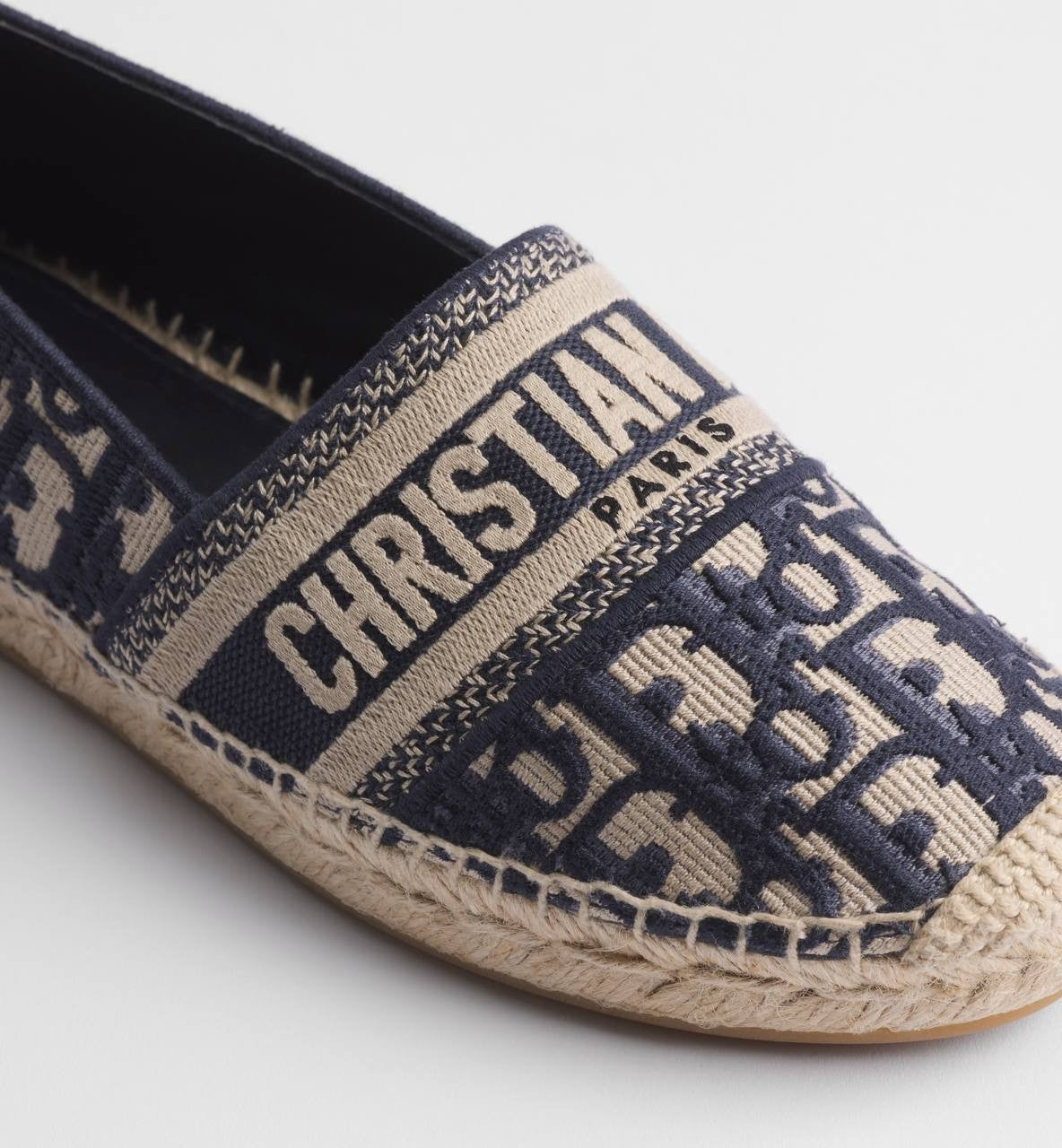 Dior  Granville  Espadrille  Deep Blue  Oblique  Cotton  38 B  Pre‑owned 