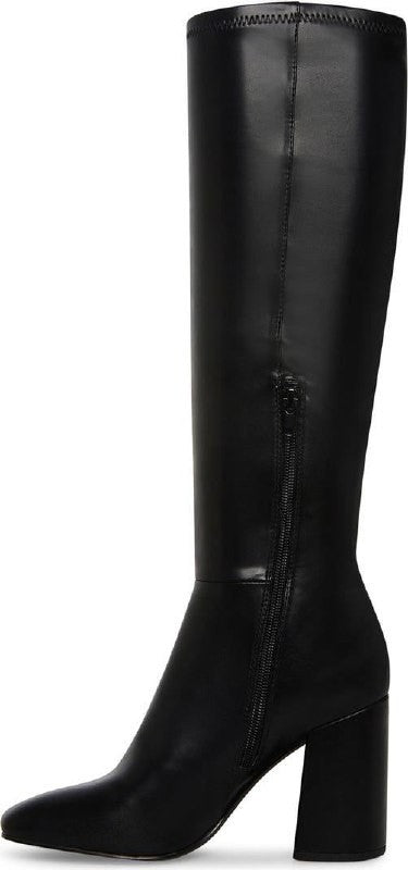Madden Girl Winsloww Boots 8 Black Synthetic Square Toe Knee‑High NIB msrp$89