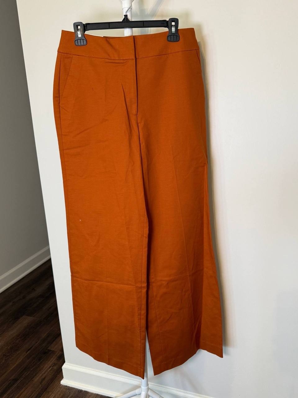 Calvin Klein Wide‑Leg Cotton‑Blend Pants – Orange-Size 8 – NWT – $109