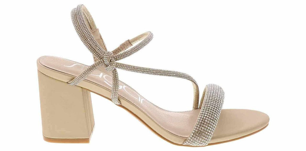 Sugar Neeve Dress Sandals 7.5M Champagne Satin Block Heel NIB msrp$59.99