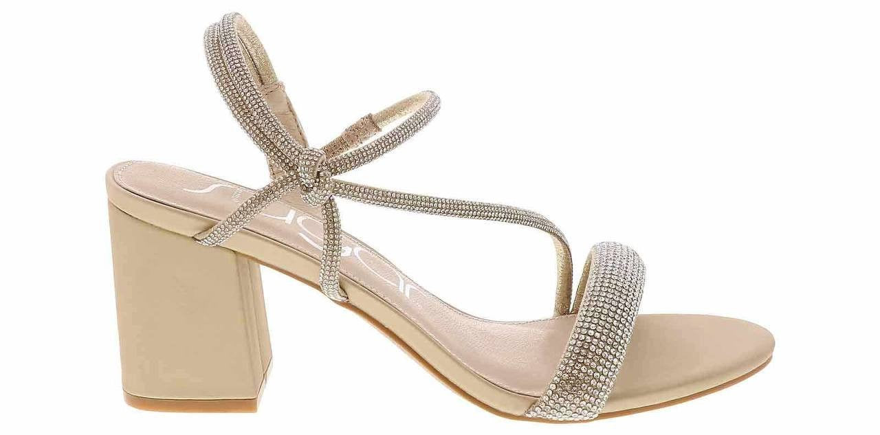 Sugar Neeve Dress Sandals 7.5M Champagne Satin Block Heel NIB msrp$59.99