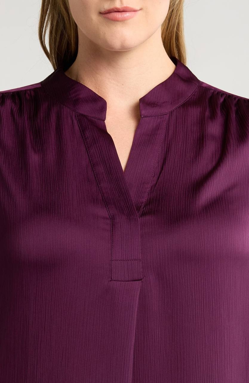 Anne Klein Split‑Neck Textured Woven Tunic Top – Size M – NWT – $99