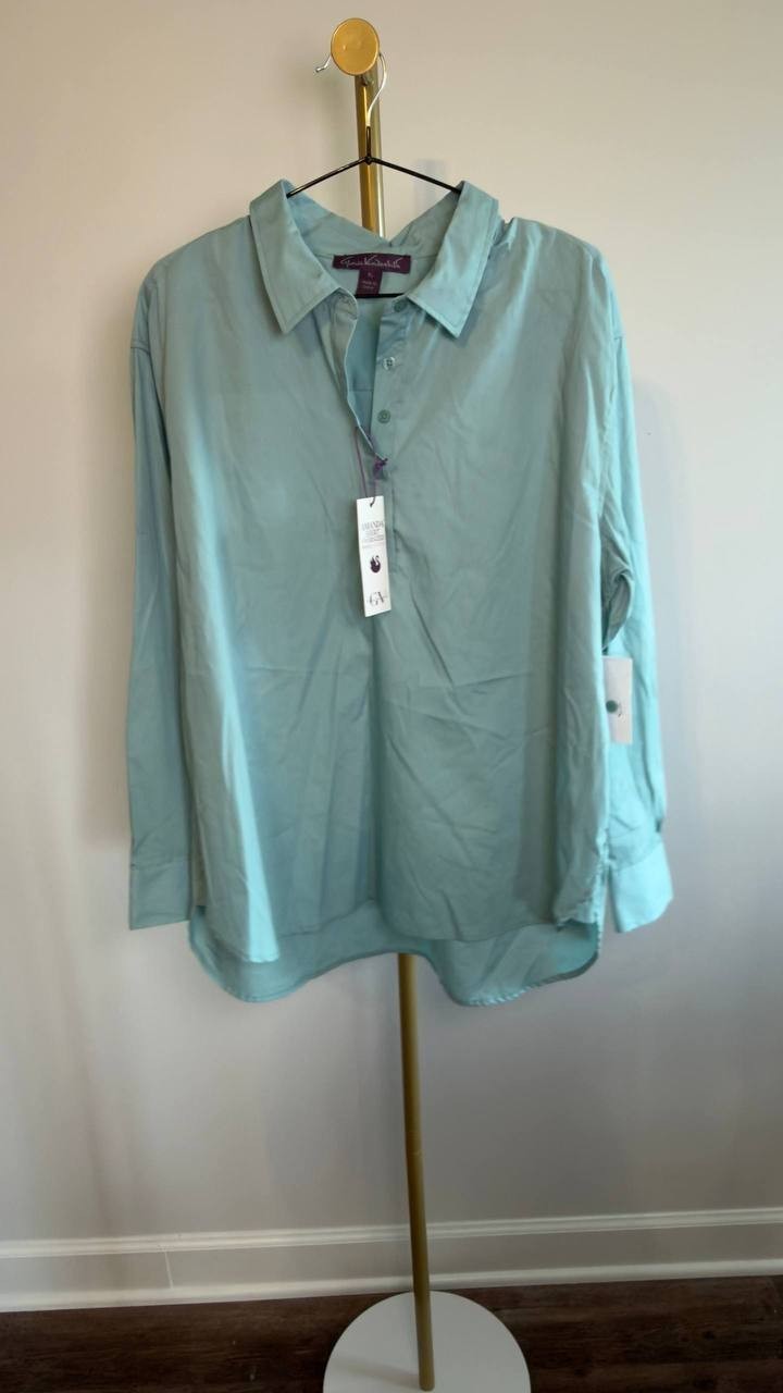 Gloria Vanderbilt Amanda Cotton Pullover Shirt Quifer XL NWT $48