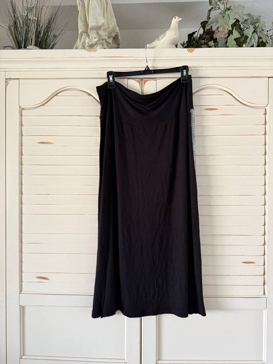 COIN 1804 Fold Over Midi Skirt – Size 2X – NWT – Black Sequin Side Contrast Plus