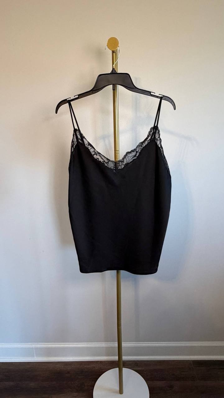 Calvin Klein Lace‑Trim V‑Neck Camisole Black XL NWT $89