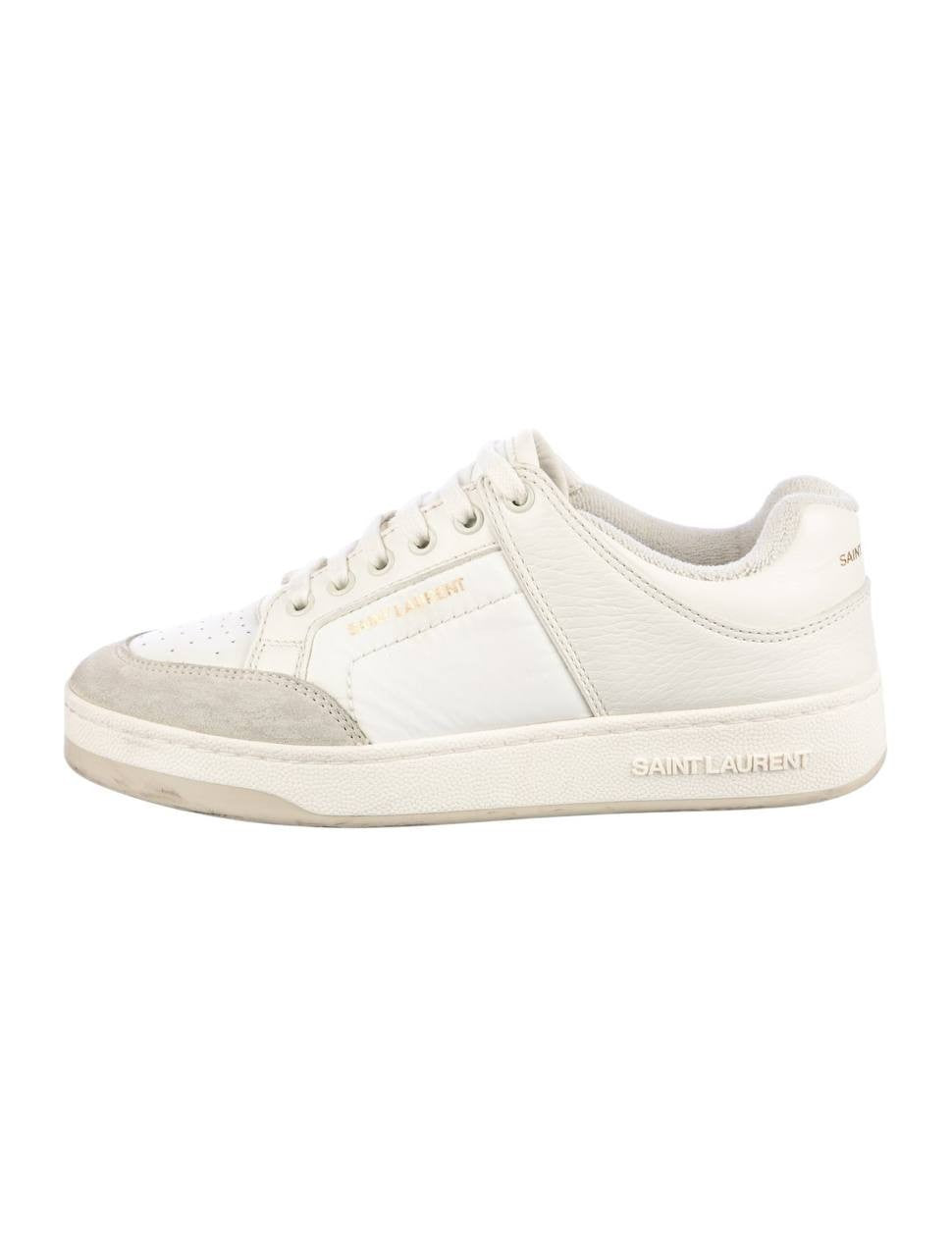 Saint  Laurent  Leather  Sneakers  Black Optic/Coffee White  Size  41  New  $875