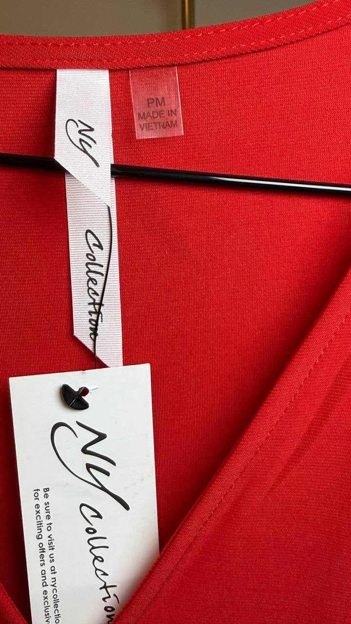 NY Collection Plus Surplice Jumpsuit Red PM NWT $66