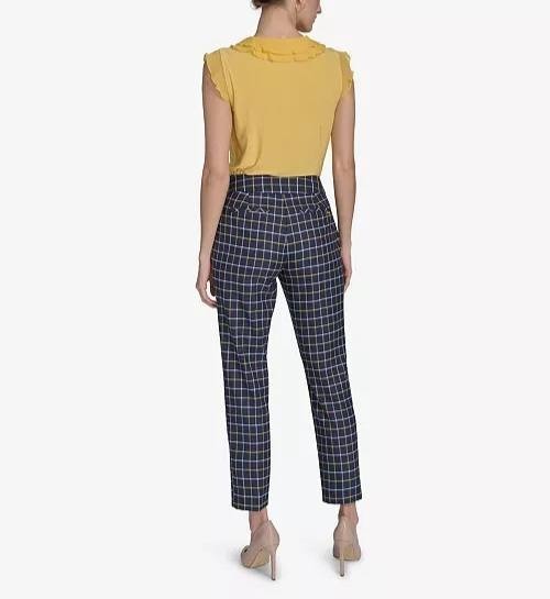 Tommy Hilfiger Women’s Plaid Slim-Fit Ankle Pants Midnight Multi 16 $109 NWT