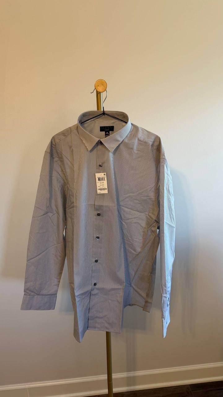 Alfani Men’s Fitted  Texture Stripe Dress Shirt XXL $60 NWT