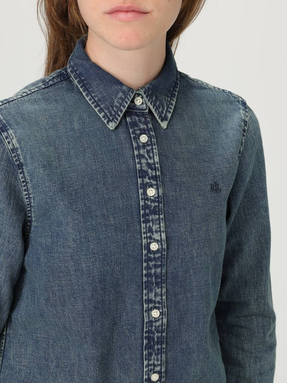 Lauren Ralph Lauren Classic Fit Denim Shirt Mid Wash S NWT $125