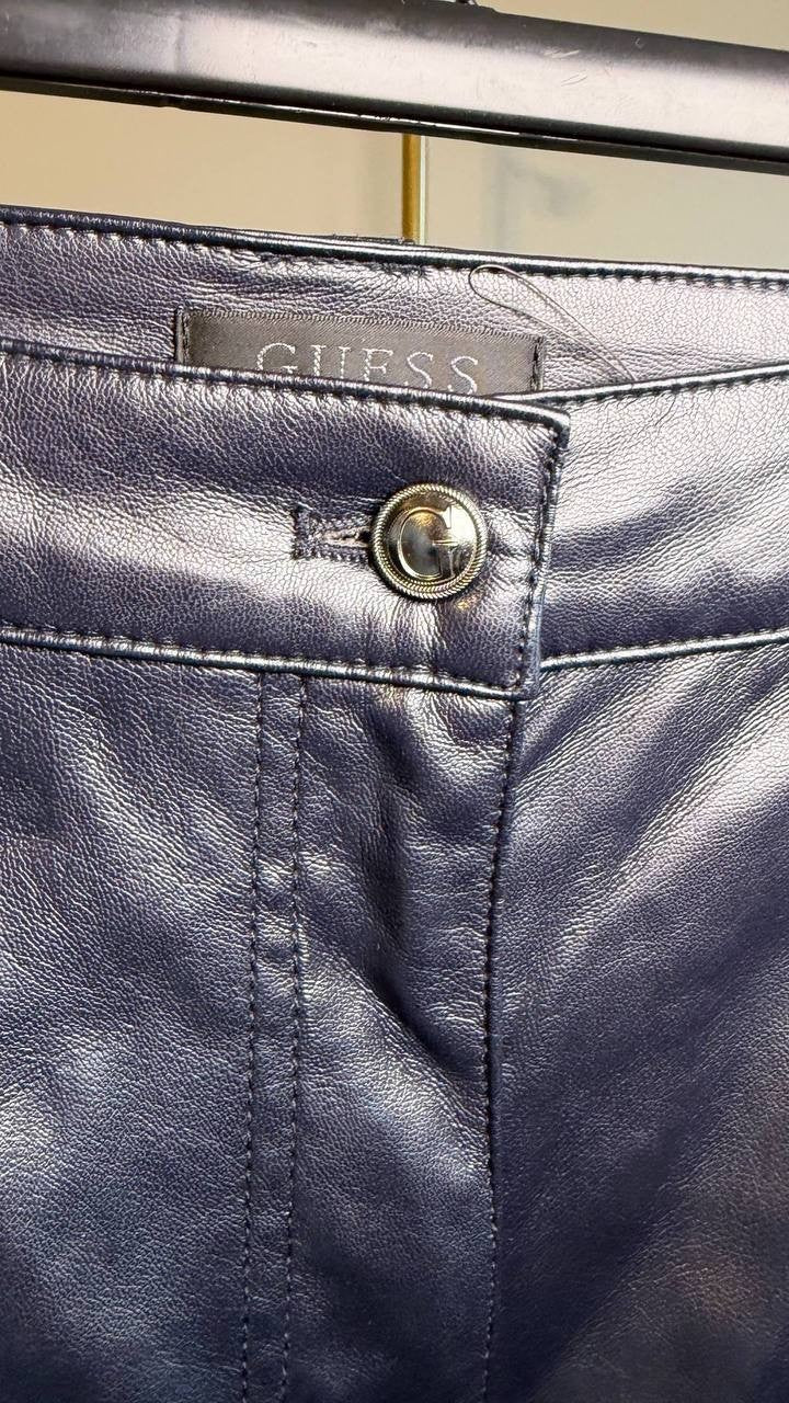 Guess Kori High-Rise Faux-Leather Cargo Pants Dare Ocean Sx29 NWT $148
