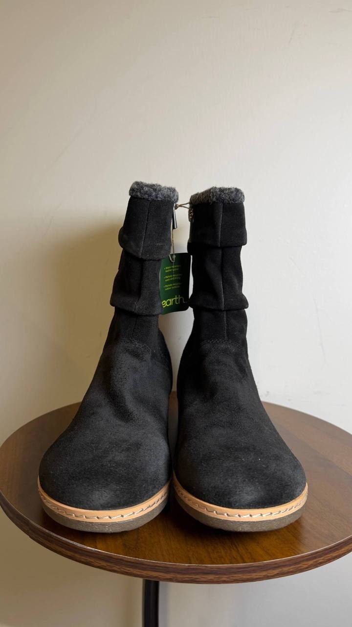 Earth Black Suede Flat Booties 10M New in Box MSRP $189