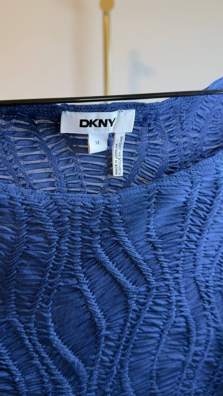 DKNY Texture Knit Top Cadet Blue XL NWOT $69