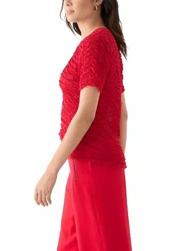 DKNY Short Sleeve Pucket Knit Top Summer Cherry XS NWT $89