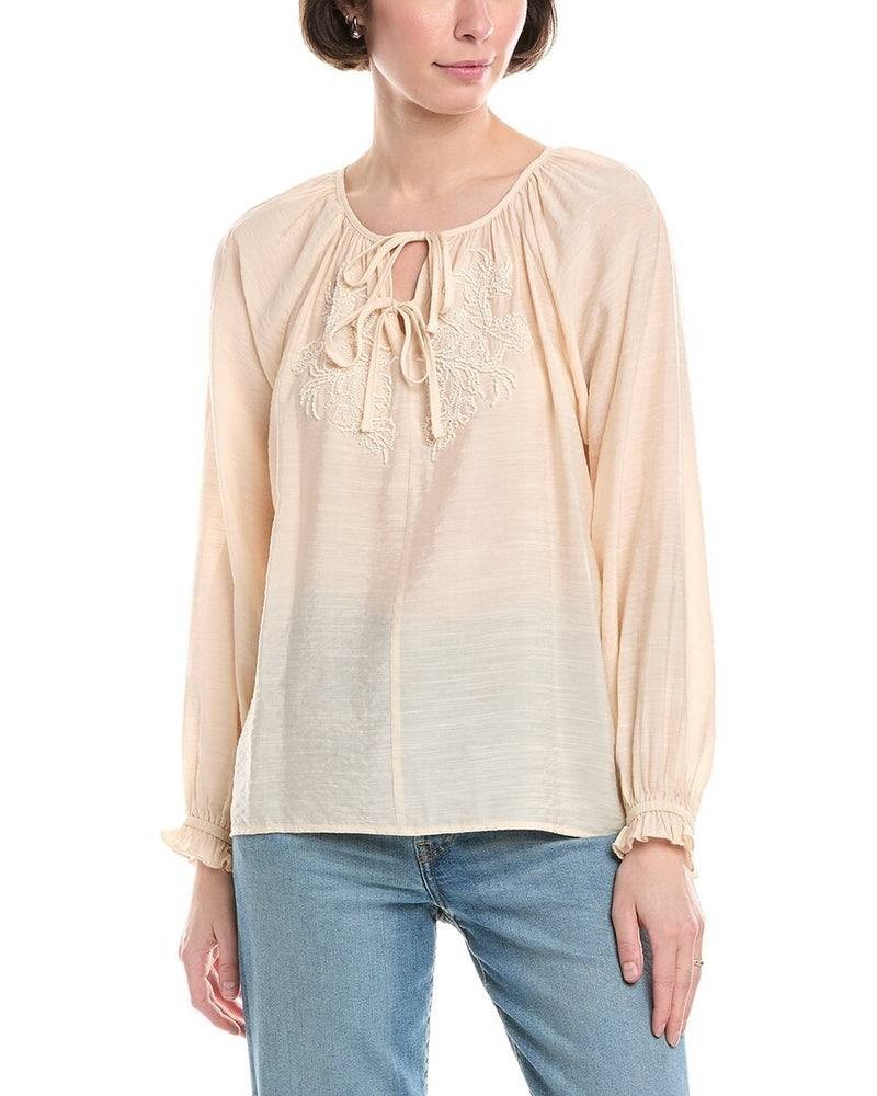 Sam Edelman Kelsie Beaded Blouse - Mother of Pearl, Size S, NWT, Raglan