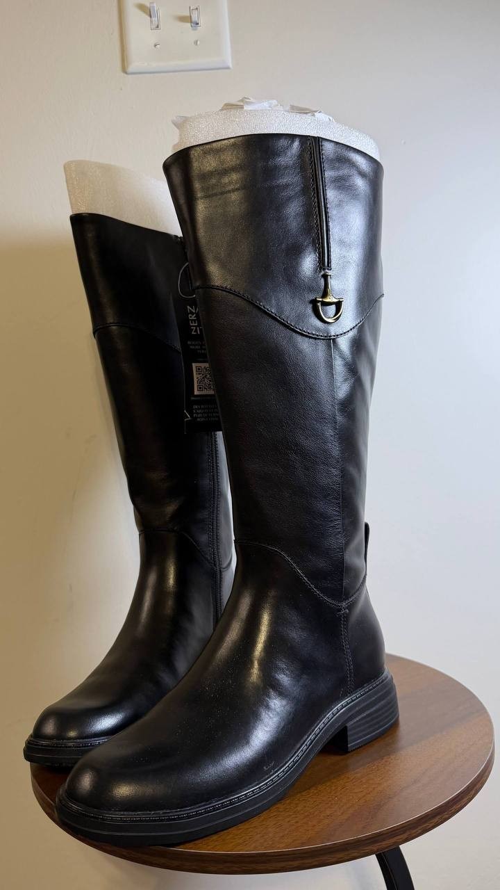 Naturalizer Oslo Boots 8M Black Leather Tall Riding Round Toe NIB msrp$285