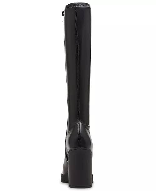 Madden Girl Dreammerr Stretch Knee‑High Block Heel Boots Black 9.5 NWB $99