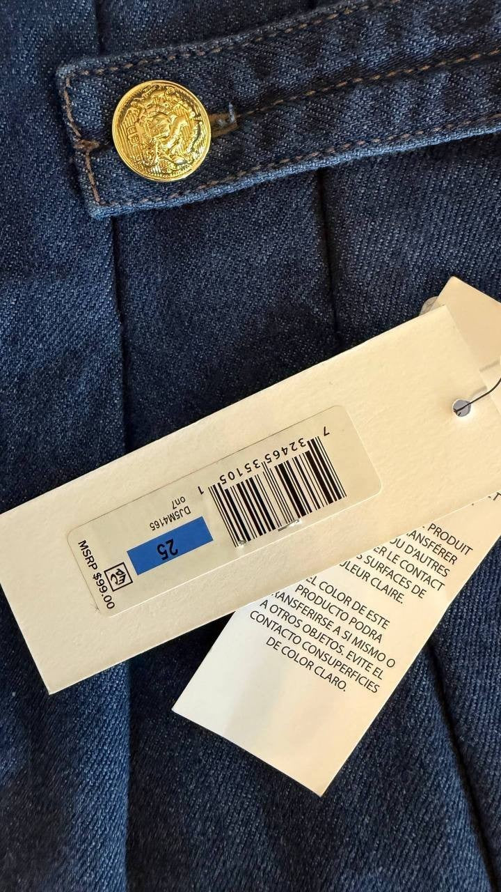 DKNY Jeans Wide Leg Denim Trousers Carmine Classic Fit Size25 NWT damage zip $99