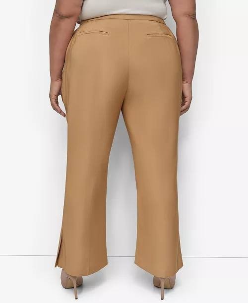 DKNY Pants 16W Brown Sueded Canvas High-Rise Flare Leg Pre-Owned Good Condition
