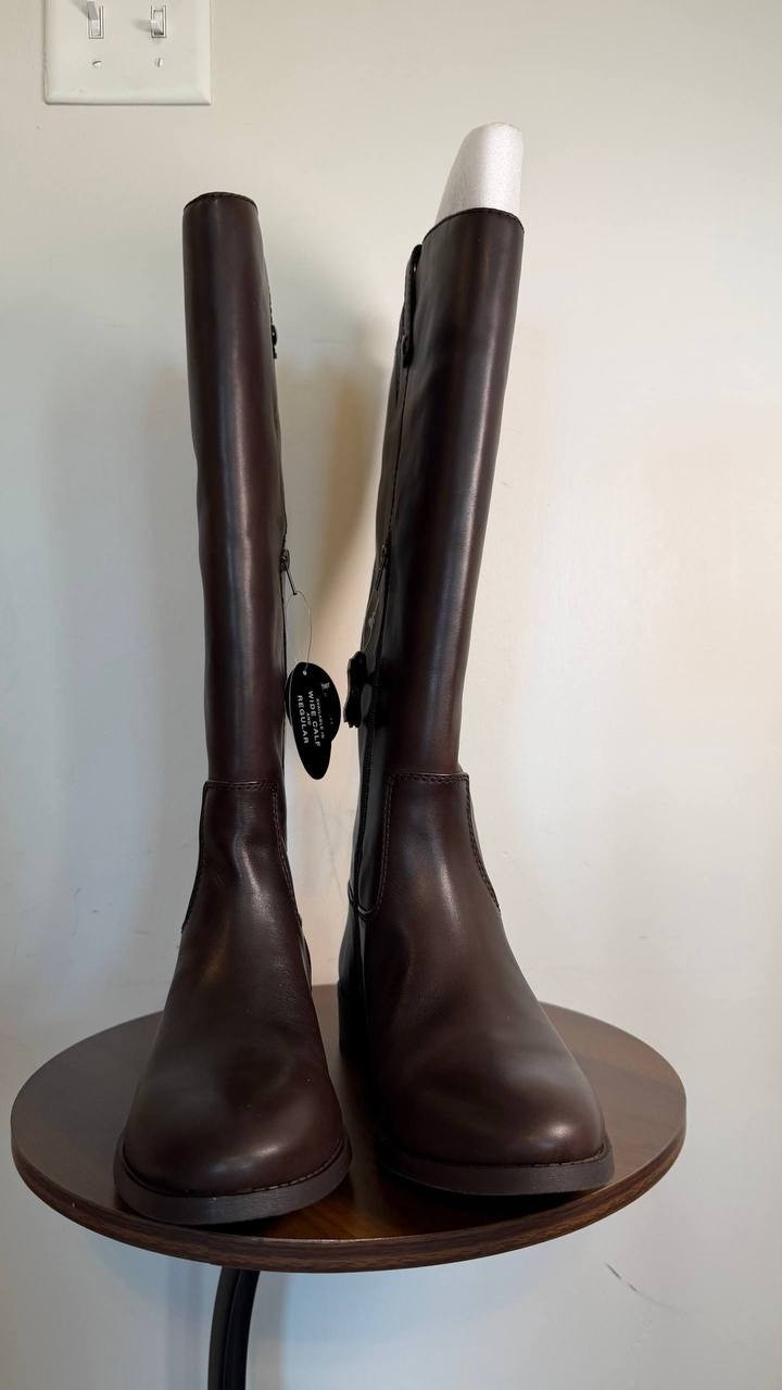 INC Fawne Women’s Leather Knee High Boots Chocolate 10W XWC Leather $189.90 NWB