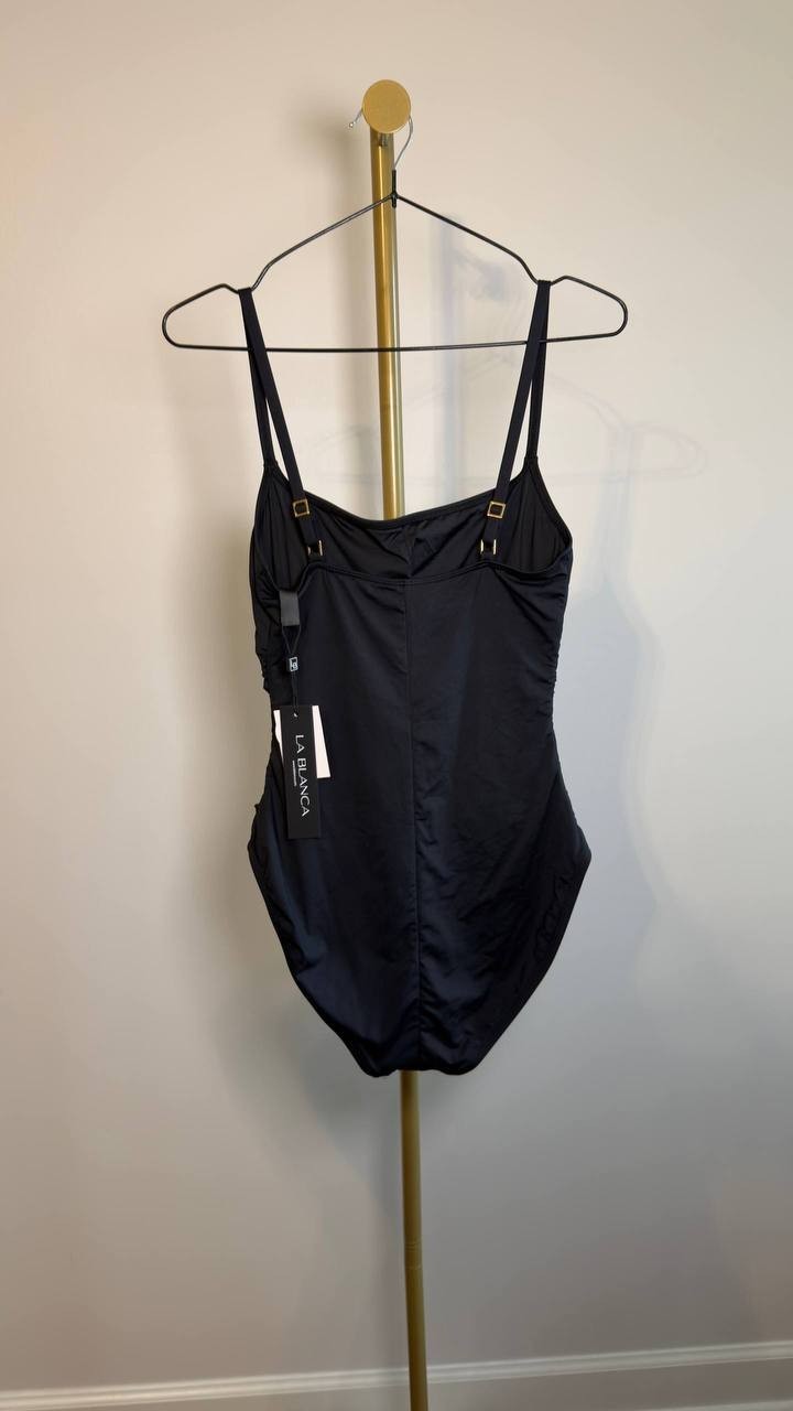 La Blanca Island Goddess One‑Piece Swimsuit Black 14 NWT $89