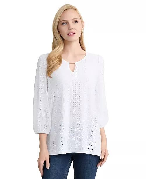 Jones New York Petite 3/4-Sleeve Pull-On Top Natural White PL NWT $79.50
